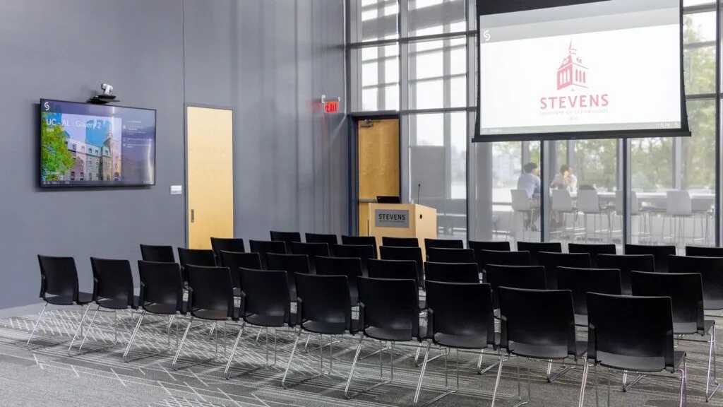 Presentation and collaboration space at Stevens Institute of Technology with shared displays