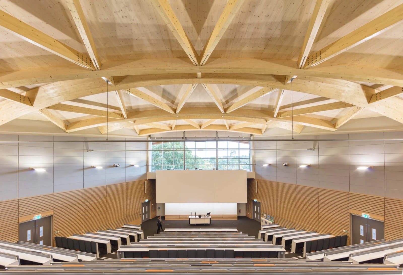 Tiered teaching space inside The Oculus at the University of Warwick
