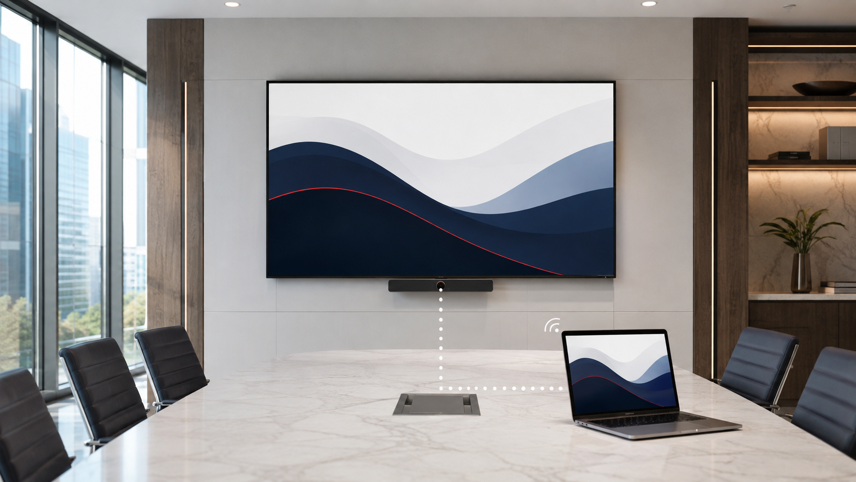 Secure wireless presentation from a laptop to a meeting-room display