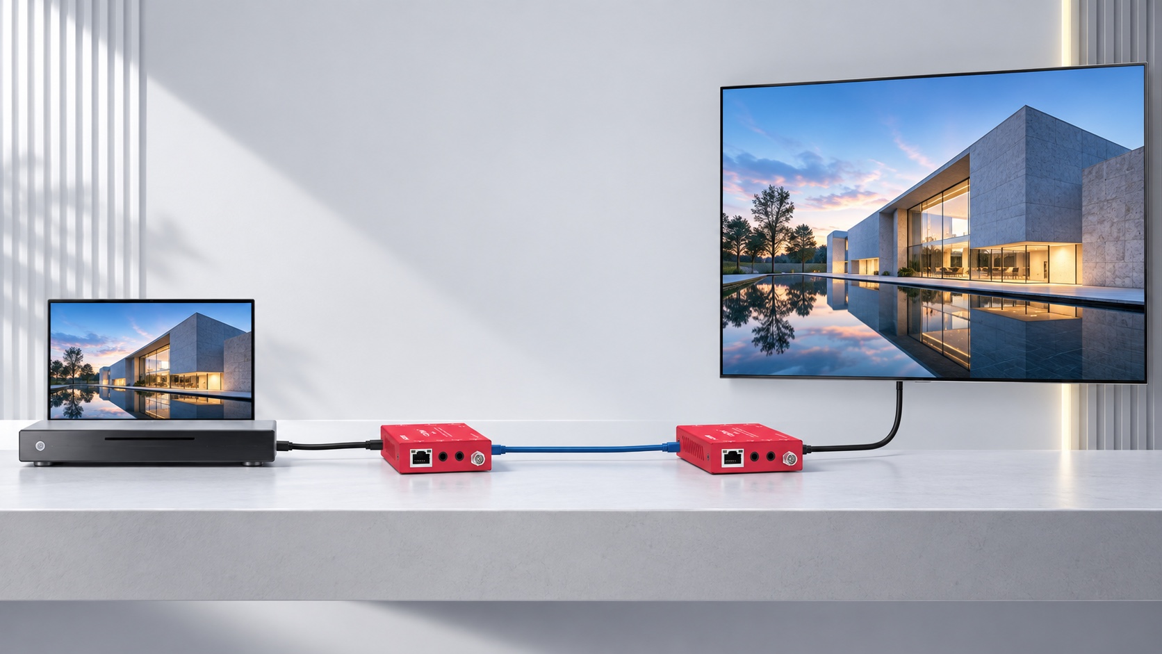 ReThink RAV-EX-H70 extending the same detailed 4K image from a source to a remote display