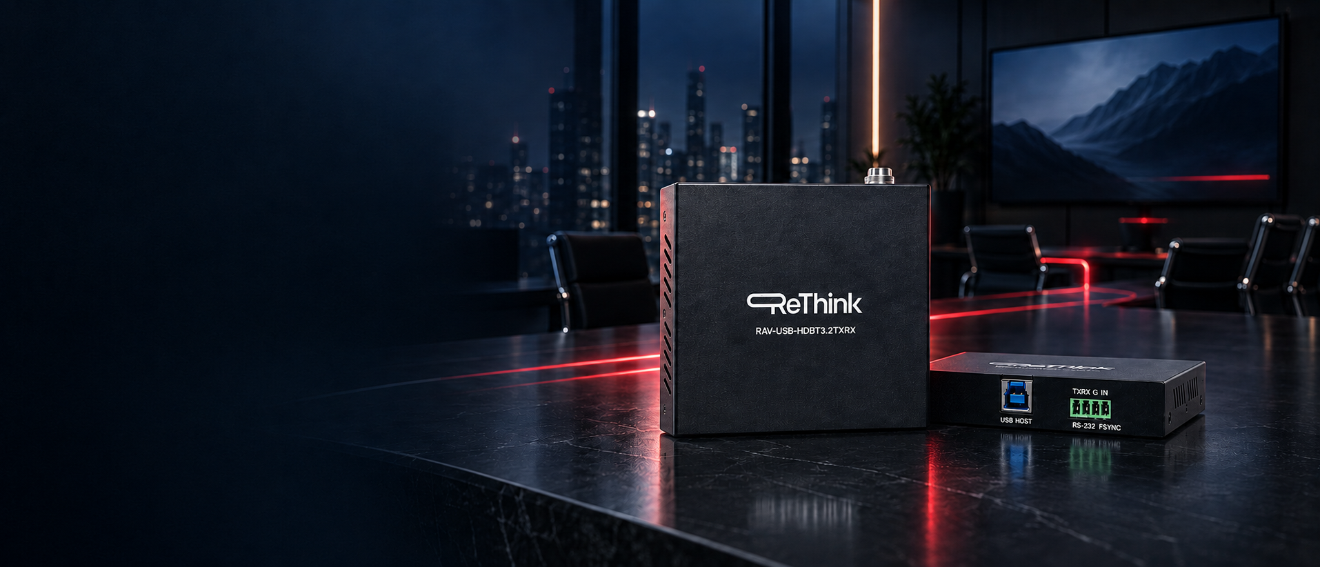 ReThink USB HDBaseT extender in a professional boardroom AV installation