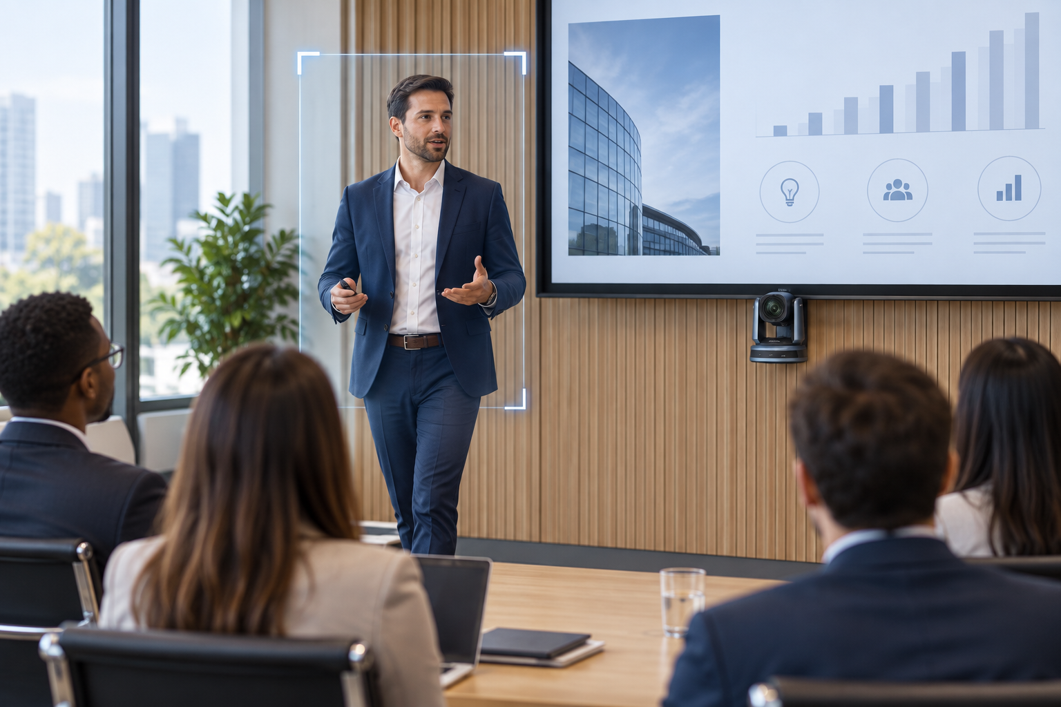 RC841U tracking a presenter in a professional training room